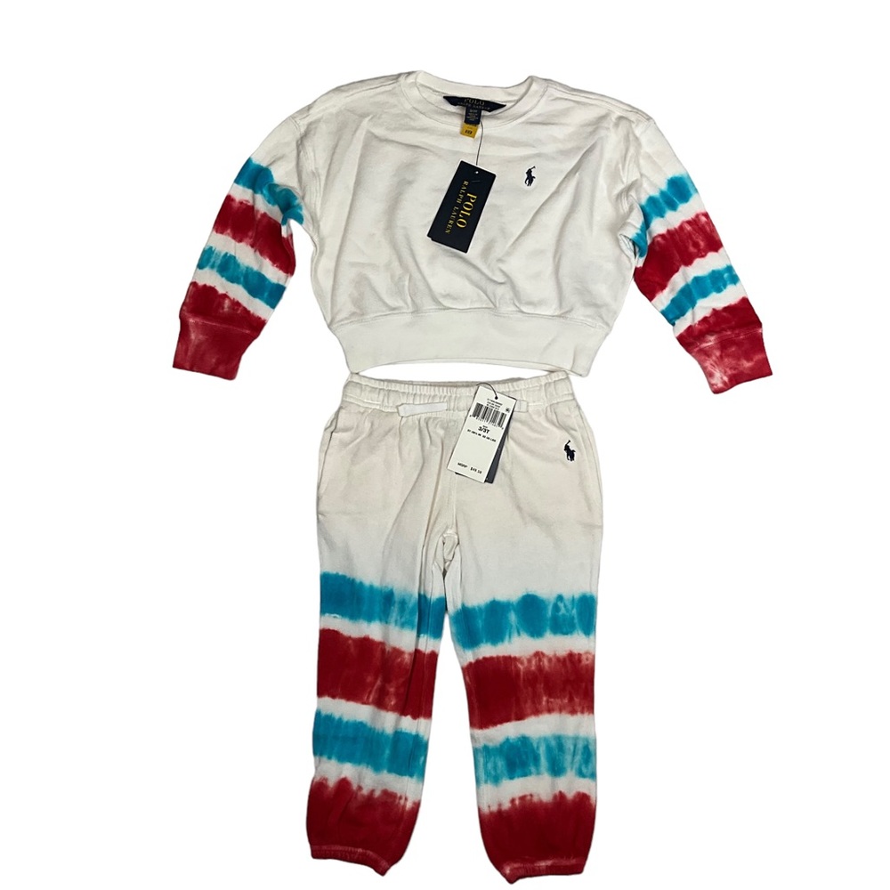 Polo Ralph Lauren Girls Tie Dye French Terry Sweatshirt and Sweatpants Size 3T